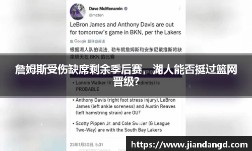 詹姆斯受伤缺席剩余季后赛，湖人能否挺过篮网晋级？